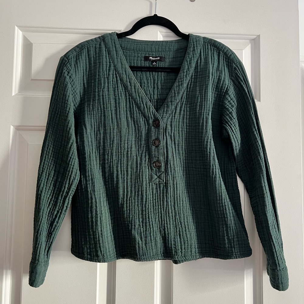 Madewell teal gauzy shirt